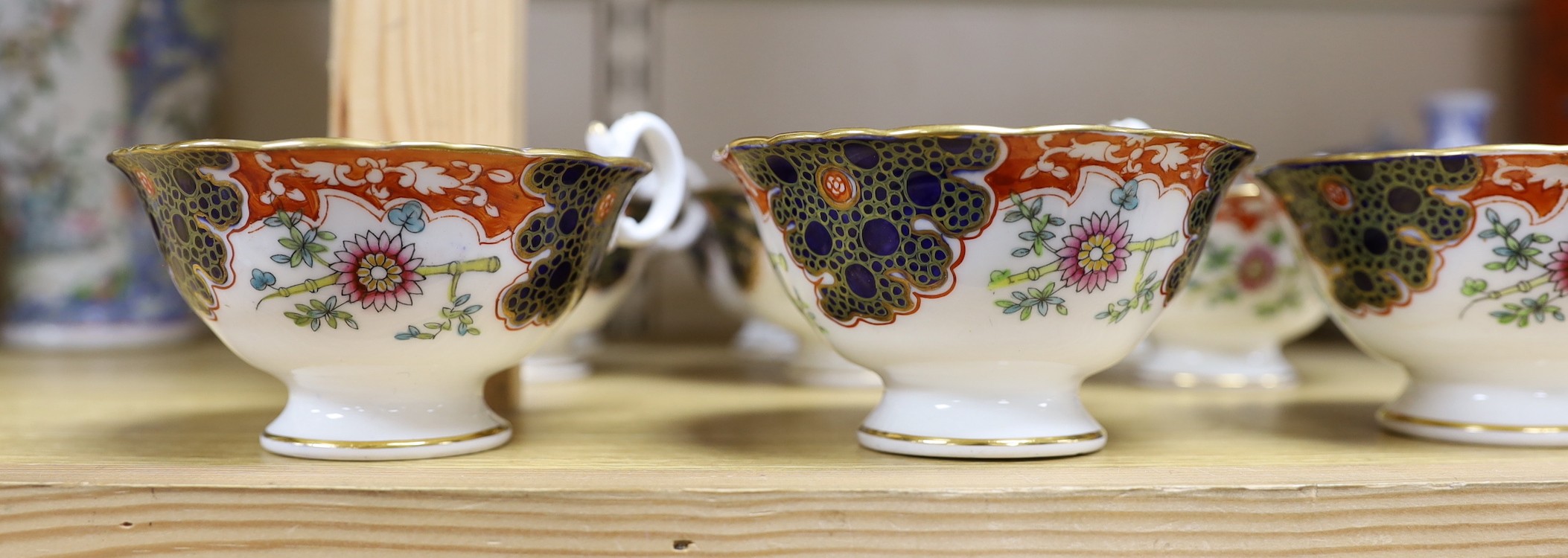 Nine 19th century English porcelain teacups